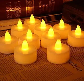 LED Tea Light Candles | Bright Amber Yellow
