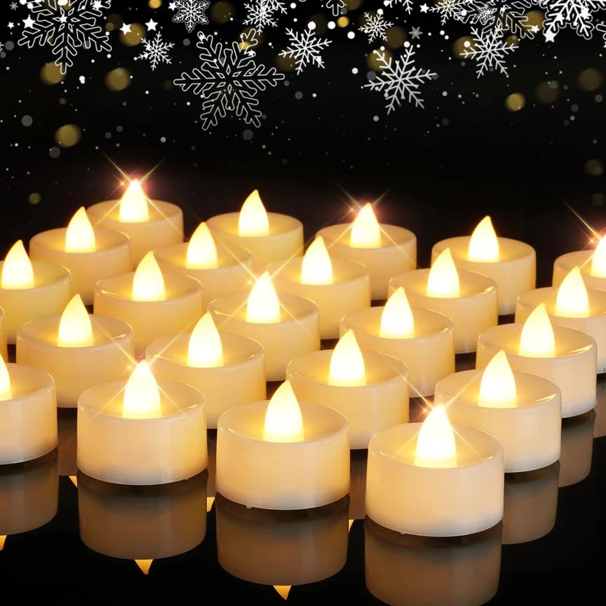 LED Tea Light Candles | Bright Amber Yellow