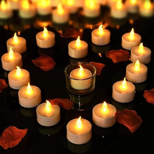 LED Tea Light Candles | Bright Amber Yellow