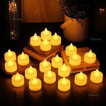 LED Tea Light Candles | Bright Amber Yellow